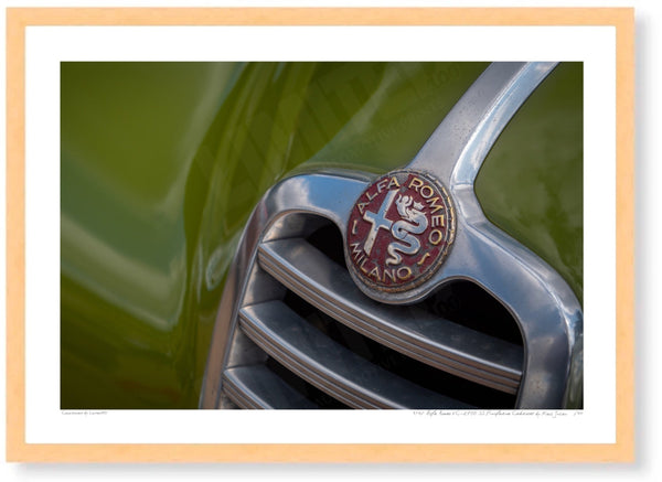 1948 Alfa Romeo 6C-2500 SS Pininfarina Cabriolet A3 (297 x 420 mm / 11.7 x 16.5 in) / Wood Frame (Printed on Fine Art