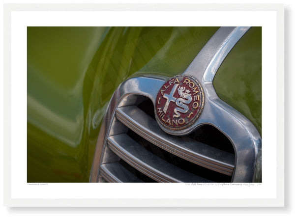 1948 Alfa Romeo 6C-2500 SS Pininfarina Cabriolet A3 (297 x 420 mm / 11.7 x 16.5 in) / White Wood Frame (Printed on Fine
