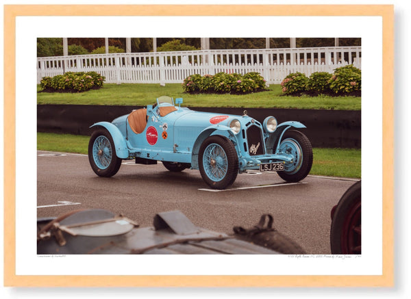 1933 Alfa Romeo 8C 2300 Monza A3 (297 x 420 mm / 11.7 x 16.5 in) / Wood Frame (Printed on Fine Art Paper) / No Mount