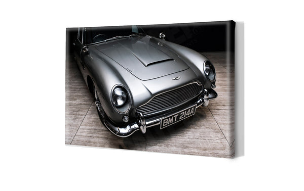 Aston Martin DB5 (BMT 214A) A3 (297 x 420 mm / 11.7 x 16.5 in) / Canvas Print (Mounted on Wood Internal Frame) / No