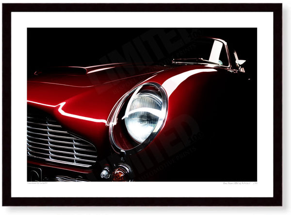 Aston Martin DB6 detail A3 (297 x 420 mm / 11.7 x 16.5 in) / Black Wood Frame (Printed on Fine Art Paper) / No Mount