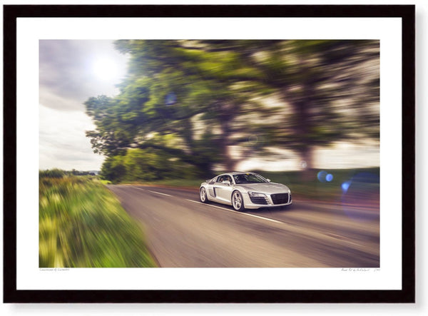 Audi R8 in the Clent Hills A3 (297 x 420 mm / 11.7 x 16.5 in) / Black Wood Frame (Printed on Fine Art Paper) / No Mount