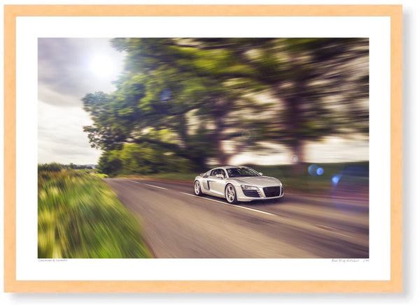 Audi R8 in the Clent Hills A3 (297 x 420 mm / 11.7 x 16.5 in) / Wood Frame (Printed on Fine Art Paper) / No Mount