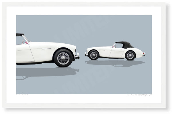 Austin-Healey 3000 MkII S (263 x 420 mm) / White Wood Frame (Printed on Fine Art Paper) / No Mount