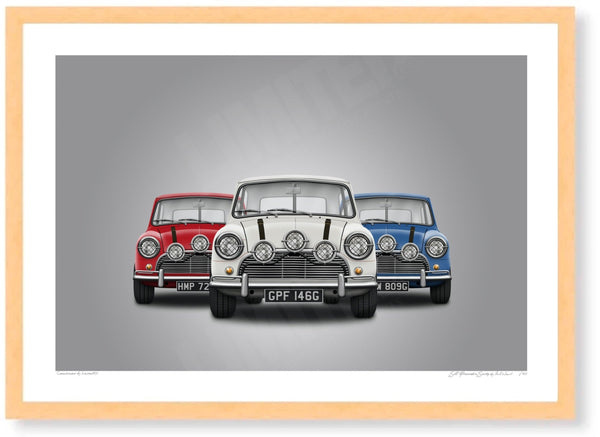 Self Preservation Society (grey) A3 (297 x 420 mm / 11.7 x 16.5 in) / Wood Frame (Printed on Fine Art Paper) / No Mount