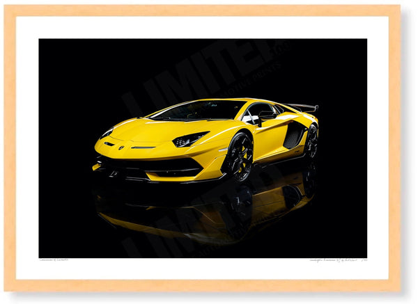 Lamborghini Aventador SVJ A3 (297 x 420 mm / 11.7 x 16.5 in) / Wood Frame (Printed on Fine Art Paper) / No Mount