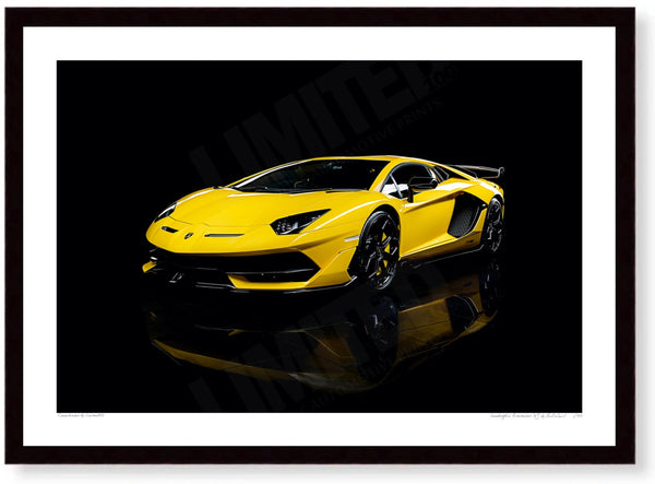 Lamborghini Aventador SVJ A3 (297 x 420 mm / 11.7 x 16.5 in) / Black Wood Frame (Printed on Fine Art Paper) / No Mount