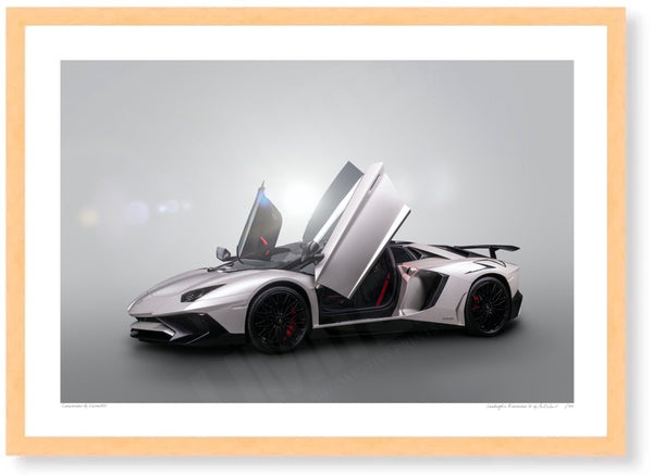 Lamborghini Aventador SV A3 (297 x 420 mm / 11.7 x 16.5 in) / Wood Frame (Printed on Fine Art Paper) / No Mount