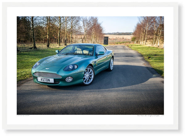 Aston Martin DB7 Vantage A3 (297 x 420 mm / 11.7 x 16.5 in) / White Wood Frame (Printed on Fine Art Paper) / No Mount