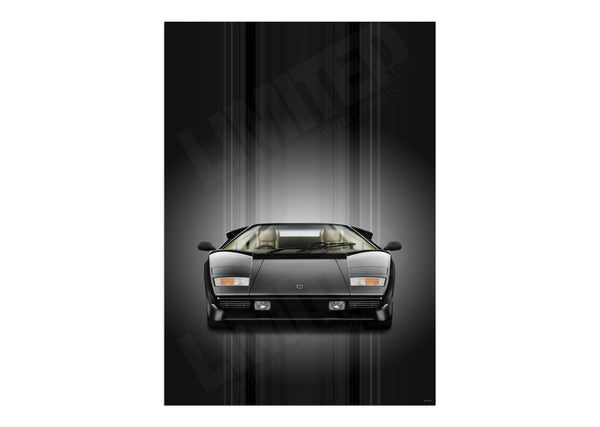 Lamborghini Countach (black black) A3 (297 x 420 mm / 11.7 x 16.5 in) / Aluminium Composite / No Mount