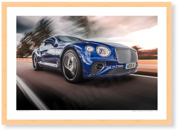 Bentley Continental GT in Bedfordshire A3 (297 x 420 mm / 11.7 x 16.5 in) / Wood Frame (Printed on Fine Art Paper) / No