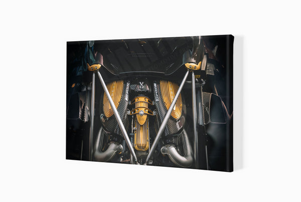 Pagani Huayra Roadster detail A3 (297 x 420 mm / 11.7 x 16.5 in) / Canvas Print (Mounted on Wood Internal Frame) / No