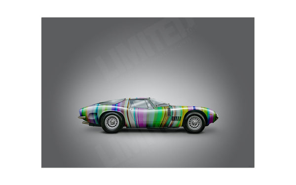 Bizzarrini 5300 GT Strada (technicolour on grey) A3 (297 x 420 mm / 11.7 x 16.5 in) / Aluminium Composite / No Mount