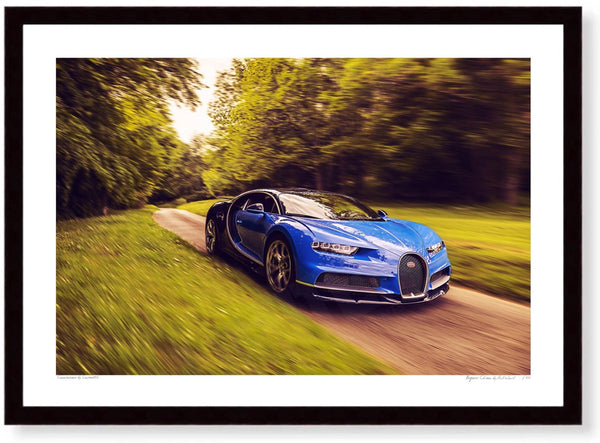 Bugatti Chiron at Prescott Hill Climb A3 (297 x 420 mm / 11.7 x 16.5 in) / Black Wood Frame (Printed on Fine Art Paper)