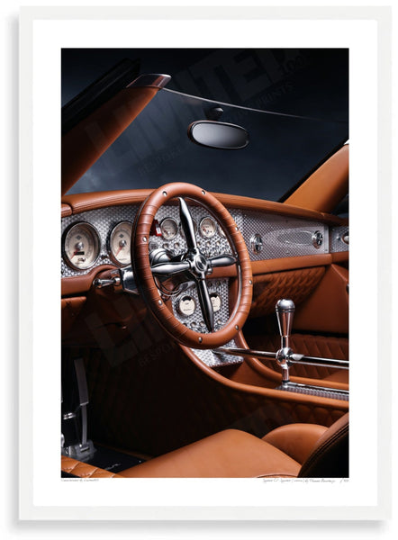 Spyker C8 Spyder (interior) A3 (297 x 420 mm / 11.7 x 16.5 in) / White Wood Frame (Printed on Fine Art Paper) / No Mount