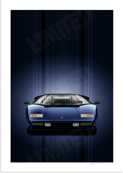 Lamborghini Countach (blue blue) A3 (297 x 420 mm / 11.7 x 16.5 in) / Print-Only (Fine Art Paper) / No Mount
