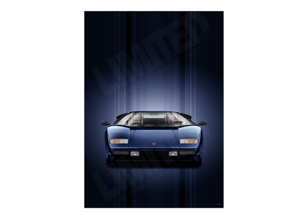 Lamborghini Countach (blue blue) A3 (297 x 420 mm / 11.7 x 16.5 in) / Aluminium Composite / No Mount