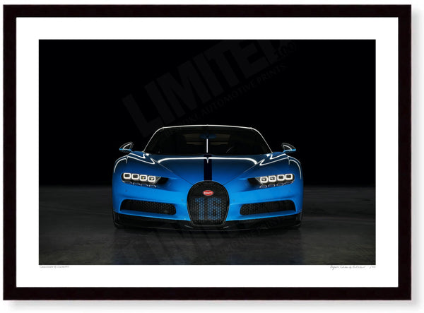 Bugatti Chiron A3 (297 x 420 mm / 11.7 x 16.5 in) / Black Wood Frame (Printed on Fine Art Paper) / No Mount Posters