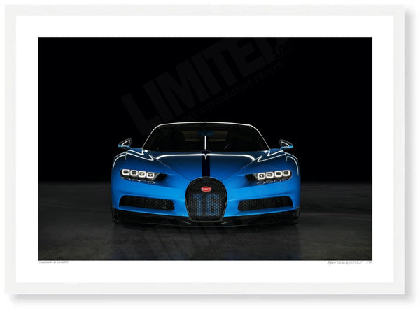 Bugatti Chiron A3 (297 x 420 mm / 11.7 x 16.5 in) / White Wood Frame (Printed on Fine Art Paper) / No Mount Posters