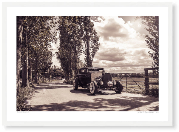 1932 Ford Hot Rod at Statfold Barn Railway A3 (297 x 420 mm / 11.7 x 16.5 in) / White Wood Frame (Printed on Fine Art