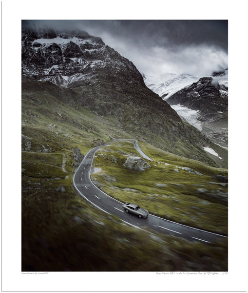 Aston Martin DB5 in the Swiss Alps (portrait) S (350mm x 297) / Print-Only (Fine Art Paper) / No Mount