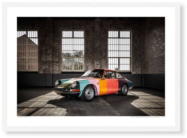 1965 Porsche 911 Paul Smith ’art car’ at Bicester Heritage A3 (297 x 420 mm / 11.7 x 16.5 in) / White Wood Frame