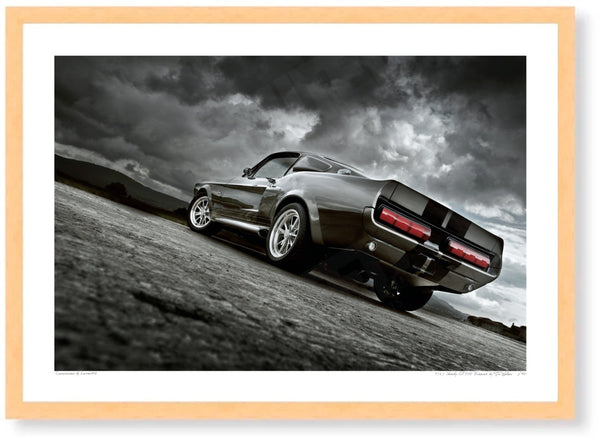 1967 Shelby GT500 ’Eleanor’ (rear) A3 (297 x 420 mm / 11.7 x 16.5 in) / Wood Frame (Printed on Fine Art Paper) / No