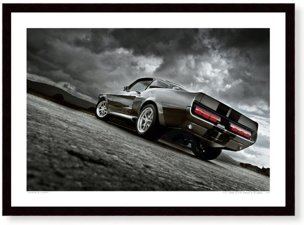 1967 Shelby GT500 ’Eleanor’ (rear) A3 (297 x 420 mm / 11.7 x 16.5 in) / Black Wood Frame (Printed on Fine Art Paper)