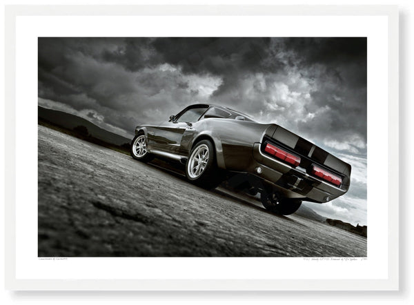 1967 Shelby GT500 ’Eleanor’ (rear) A3 (297 x 420 mm / 11.7 x 16.5 in) / White Wood Frame (Printed on Fine Art Paper)
