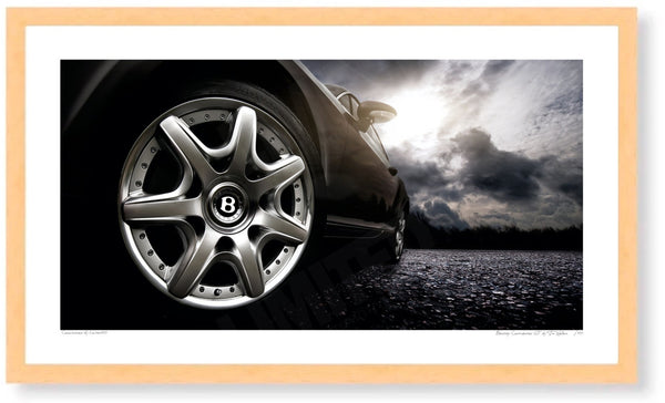 Bentley Continental GT (wheel detail) S (420mm x 240) / Wood Frame (Printed on Fine Art Paper) / No Mount
