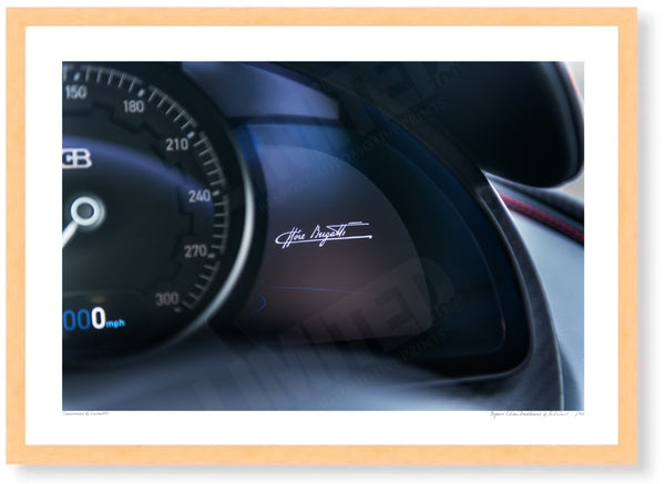 Bugatti Chiron Dashboard A3 (297 x 420 mm / 11.7 x 16.5 in) / Wood Frame (Printed on Fine Art Paper) / No Mount Posters