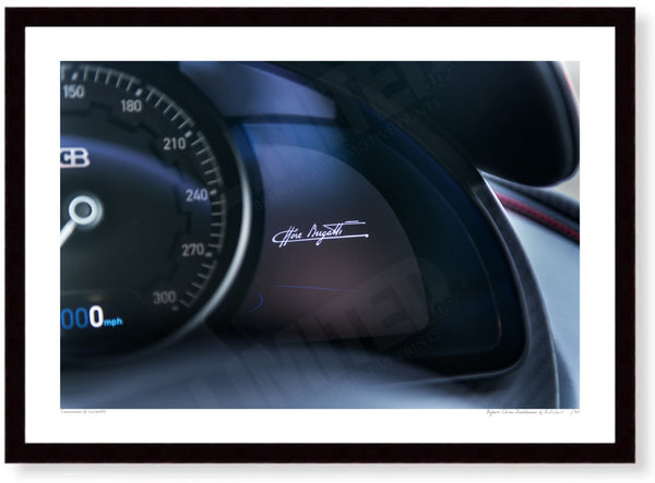 Bugatti Chiron Dashboard A3 (297 x 420 mm / 11.7 x 16.5 in) / Black Wood Frame (Printed on Fine Art Paper) / No Mount
