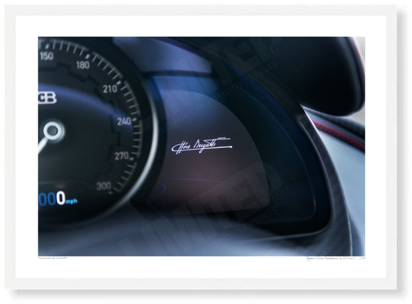 Bugatti Chiron Dashboard A3 (297 x 420 mm / 11.7 x 16.5 in) / White Wood Frame (Printed on Fine Art Paper) / No Mount