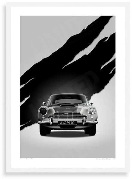 Aston Martin DB5 A 4269 00 (Type A) A3 (297 x 420 mm / 11.7 x 16.5 in) / White Wood Frame (Printed on Fine Art Paper)