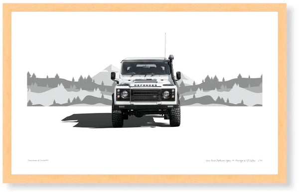 Land Rover Defender Legacy 110 Heritage S (420mm x 258) / Wood Frame (Printed on Fine Art Paper) / No Mount