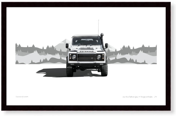 Land Rover Defender Legacy 110 Heritage S (420mm x 258) / Black Wood Frame (Printed on Fine Art Paper) / No Mount