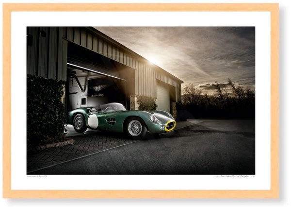 1957 Aston Martin DBR2 (Location B) S (420mm x 289) / Wood Frame (Printed on Fine Art Paper) / No Mount