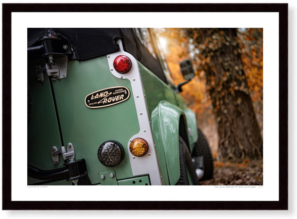 Land Rover Defender 90 detail A3 (297 x 420 mm / 11.7 x 16.5 in) / Black Wood Frame (Printed on Fine Art Paper) / No