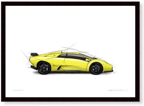 Lamborghini Diablo GT A3 (297 x 420 mm / 11.7 x 16.5 in) / Black Wood Frame (Printed on Fine Art Paper) / No Mount
