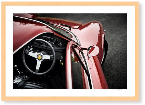 Ferrari Dino 246 GT A3 (297 x 420 mm / 11.7 x 16.5 in) / Wood Frame (Printed on Fine Art Paper) / No Mount