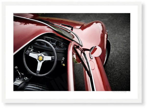 Ferrari Dino 246 GT A3 (297 x 420 mm / 11.7 x 16.5 in) / White Wood Frame (Printed on Fine Art Paper) / No Mount