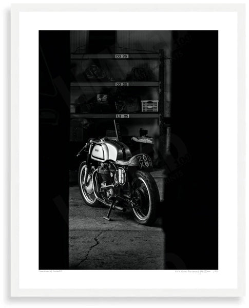1954 Norton Dominator S (380mm x 297) / White Wood Frame (Printed on Fine Art Paper) / No Mount