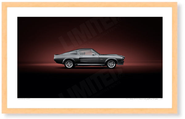 1967 Shelby GT500 ’Eleanor’ side profile S (420 x 255 mm) / Wood Frame (Printed on Fine Art Paper) / No Mount