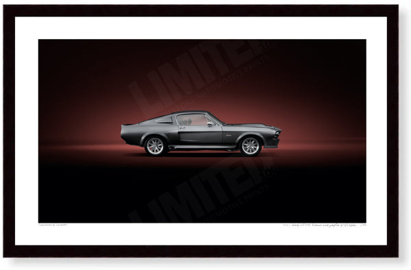 1967 Shelby GT500 ’Eleanor’ side profile S (420 x 255 mm) / Black Wood Frame (Printed on Fine Art Paper) / No Mount