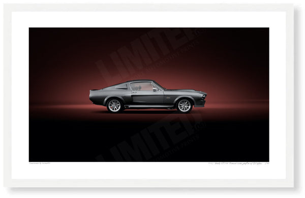 1967 Shelby GT500 ’Eleanor’ side profile S (420 x 255 mm) / White Wood Frame (Printed on Fine Art Paper) / No Mount