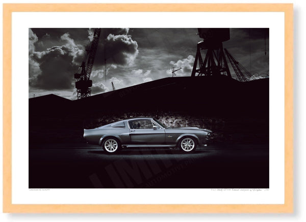 1967 Shelby GT500 ’Eleanor’ dockyard A3 (297 x 420 mm / 11.7 x 16.5 in) / Wood Frame (Printed on Fine Art Paper) / No
