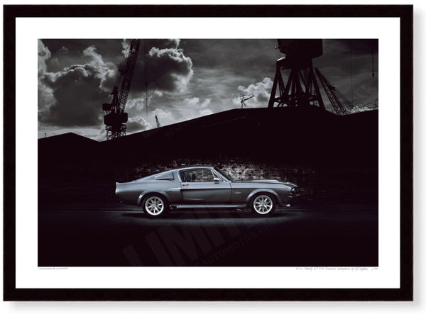 1967 Shelby GT500 ’Eleanor’ dockyard A3 (297 x 420 mm / 11.7 x 16.5 in) / Black Wood Frame (Printed on Fine Art Paper)