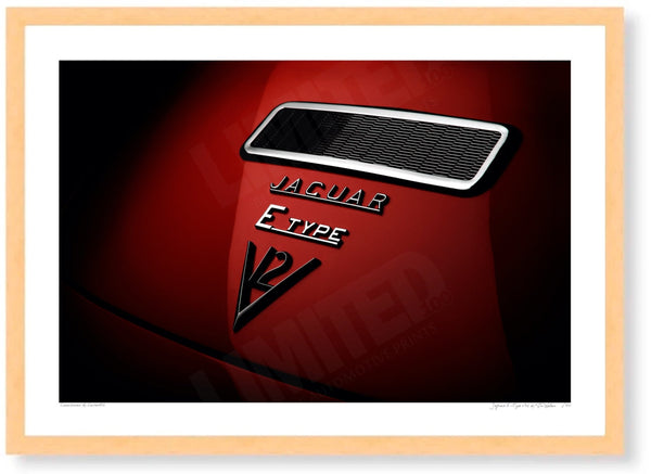 Jaguar E-Type V12 A3 (297 x 420 mm / 11.7 x 16.5 in) / Wood Frame (Printed on Fine Art Paper) / No Mount