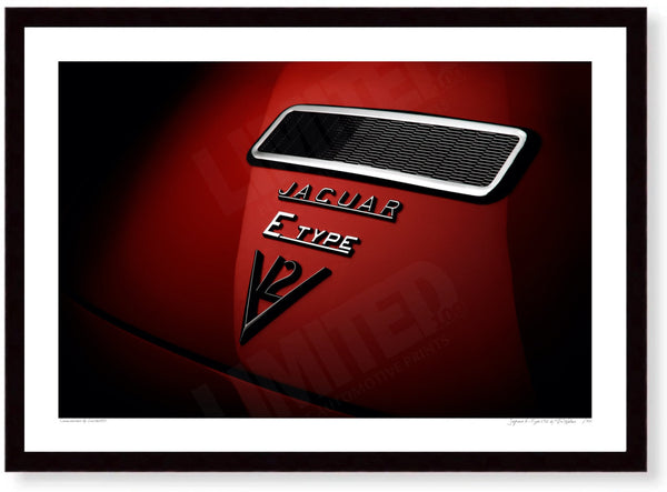 Jaguar E-Type V12 A3 (297 x 420 mm / 11.7 x 16.5 in) / Black Wood Frame (Printed on Fine Art Paper) / No Mount