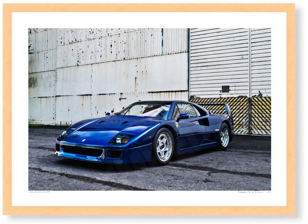 Ferrari F40 at Bicester Heritage A3 (297 x 420 mm / 11.7 x 16.5 in) / Wood Frame (Printed on Fine Art Paper) / No Mount